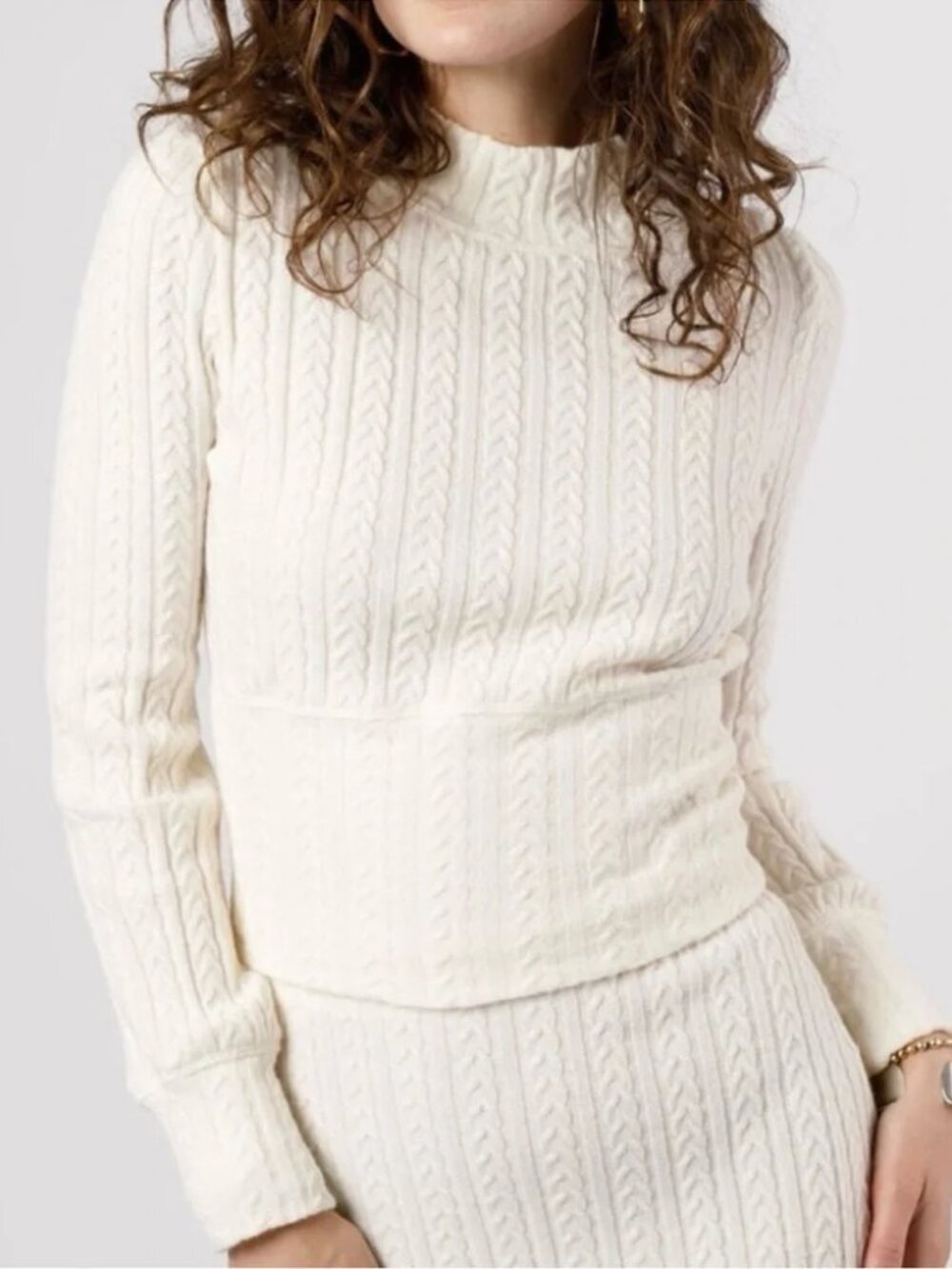 Band of the Free Raquel White/ Cream Ribbed Knit Pullover